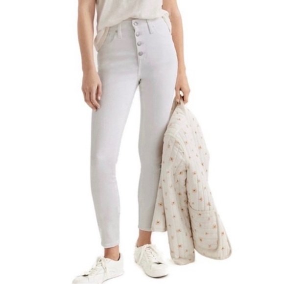 NEW MADEWELL WHITE HIGH-WAISTED SKINNY JEANS - Picture 1 of 8